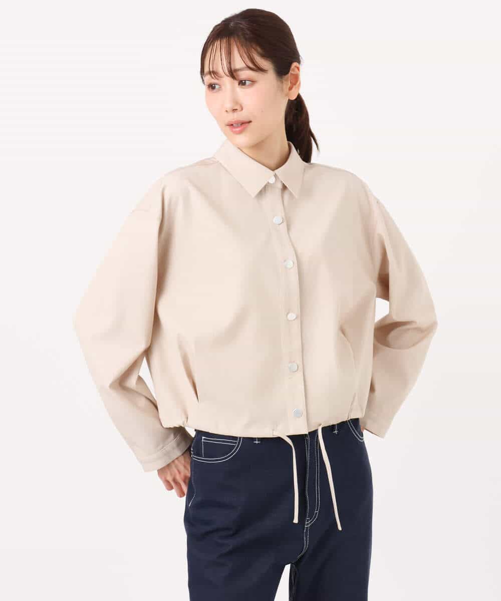 FKBGD30150 MK MICHEL KLEIN(MK ミッシェルクラン) [SANAGARAシリーズ]デニムライク クロップド丈シャツブラウス/接触冷感/UVカット/洗える ネイビー