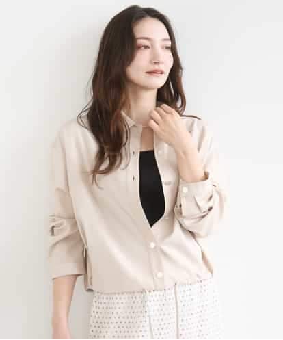 FKBGD30150 MK MICHEL KLEIN [SANAGARAシリーズ]デニムライク クロップド丈シャツブラウス/接触冷感/UVカット/洗える