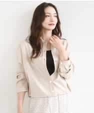 FKBGD30150 MK MICHEL KLEIN(MK ミッシェルクラン) [SANAGARAシリーズ]デニムライク クロップド丈シャツブラウス/接触冷感/UVカット/洗える ベージュ