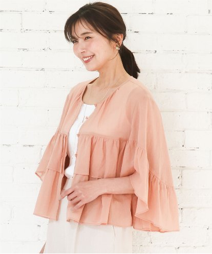 FKBGD31160 MK MICHEL KLEIN コットンシフォンティアードデザインブラウス/洗える