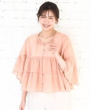 FKBGD31160 MK MICHEL KLEIN(MK ミッシェルクラン) [洗える]コットンシフォンティアードデザインブラウス サーモンオレンジ