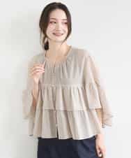 FKBGD31160 MK MICHEL KLEIN(MK ミッシェルクラン) コットンシフォンティアードデザインブラウス/洗える サーモンオレンジ