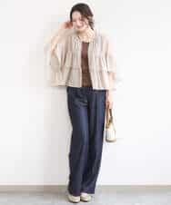 FKBGD31160 MK MICHEL KLEIN(MK ミッシェルクラン) コットンシフォンティアードデザインブラウス/洗える サーモンオレンジ