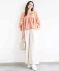 FKBGD31160 MK MICHEL KLEIN(MK ミッシェルクラン) コットンシフォンティアードデザインブラウス/洗える サーモンオレンジ