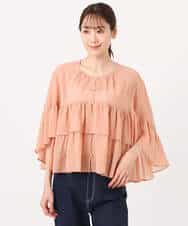 FKBGD31160 MK MICHEL KLEIN(MK ミッシェルクラン) コットンシフォンティアードデザインブラウス/洗える サーモンオレンジ