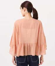 FKBGD31160 MK MICHEL KLEIN(MK ミッシェルクラン) コットンシフォンティアードデザインブラウス/洗える サーモンオレンジ