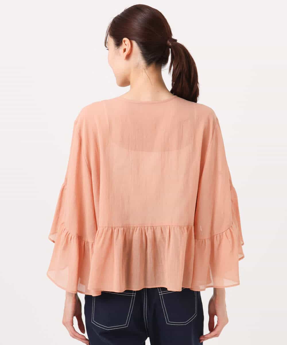 FKBGD31160 MK MICHEL KLEIN(MK ミッシェルクラン) コットンシフォンティアードデザインブラウス/洗える サーモンオレンジ