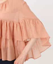 FKBGD31160 MK MICHEL KLEIN(MK ミッシェルクラン) コットンシフォンティアードデザインブラウス/洗える サーモンオレンジ