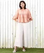 FKBGD31160 MK MICHEL KLEIN(MK ミッシェルクラン) [洗える]コットンシフォンティアードデザインブラウス サーモンオレンジ