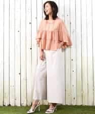 FKBGD31160 MK MICHEL KLEIN(MK ミッシェルクラン) [洗える]コットンシフォンティアードデザインブラウス サーモンオレンジ