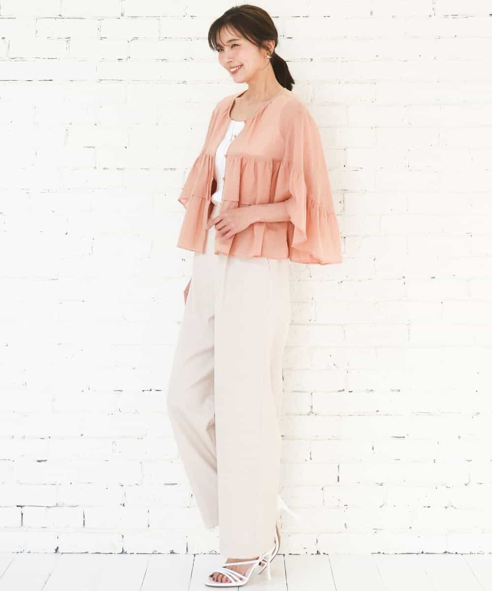 FKBGD31160 MK MICHEL KLEIN(MK ミッシェルクラン) [洗える]コットンシフォンティアードデザインブラウス サーモンオレンジ