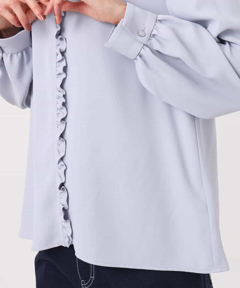 FKBGD32150 MK MICHEL KLEIN(MK ミッシェルクラン) Vネックミニフリルブラウス/洗える ライトブルー