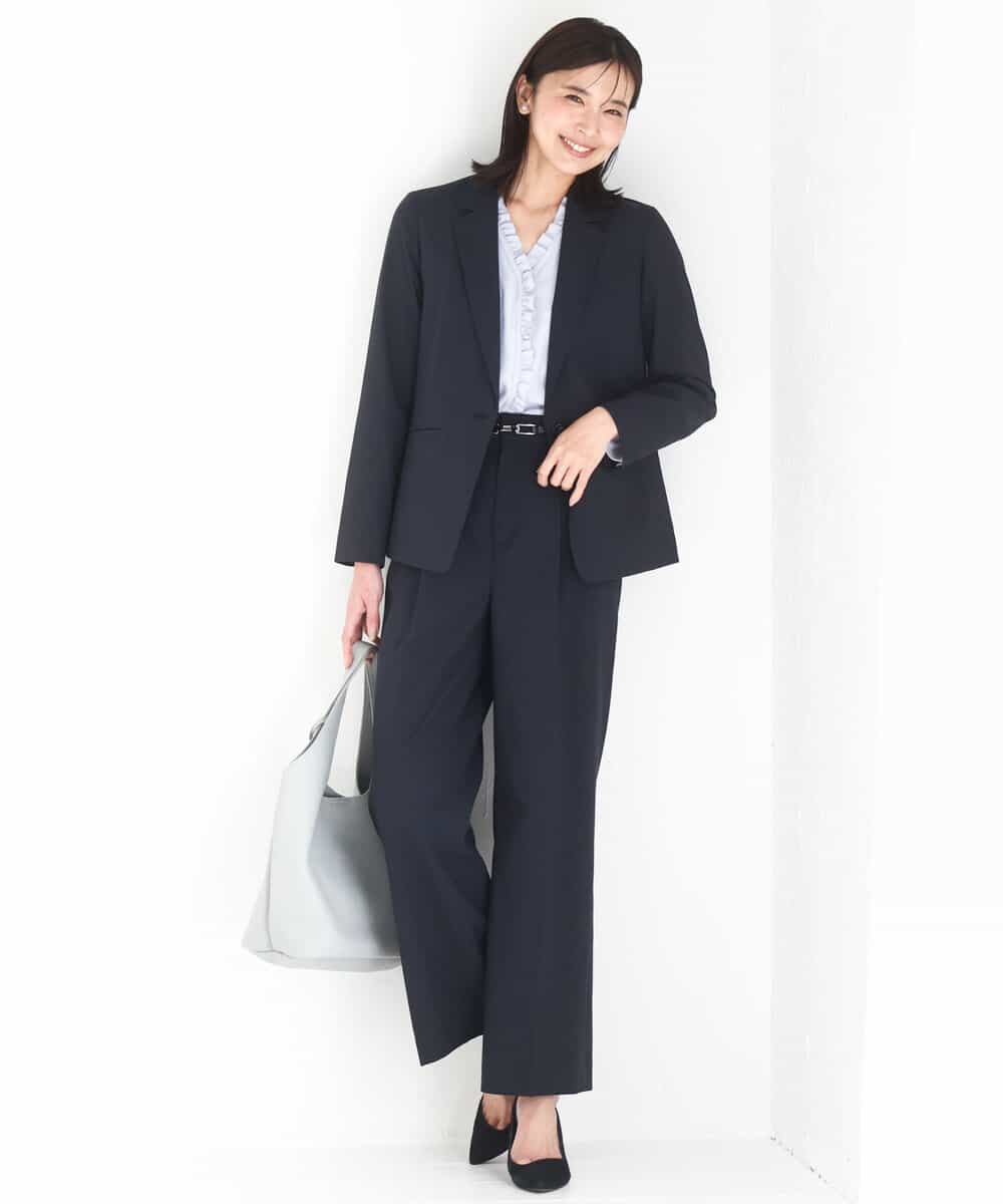 FKBGD32150 MK MICHEL KLEIN(MK ミッシェルクラン) [洗える]Vネックミニフリルブラウス ライトブルー