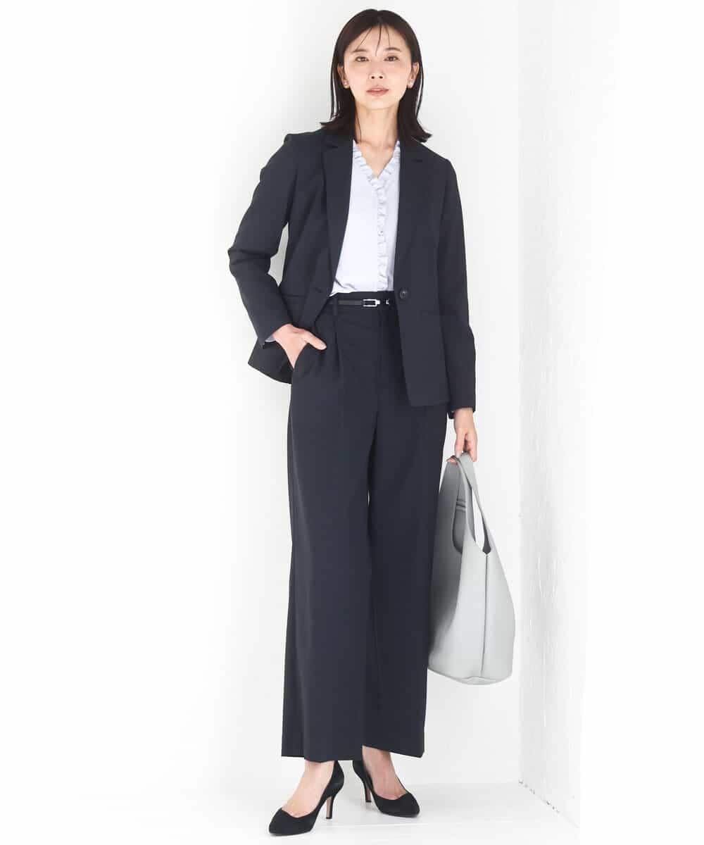 FKBGD32150 MK MICHEL KLEIN(MK ミッシェルクラン) [洗える]Vネックミニフリルブラウス ライトブルー