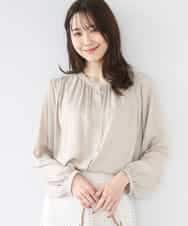 FKBGD35140 MK MICHEL KLEIN(MK ミッシェルクラン) バンドカラーサテンブラウス/接触冷感/UVカット/洗える ベージュ