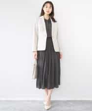 FKBGD35140 MK MICHEL KLEIN(MK ミッシェルクラン) バンドカラーサテンブラウス/接触冷感/UVカット/洗える ベージュ