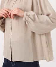 FKBGD35140 MK MICHEL KLEIN(MK ミッシェルクラン) バンドカラーサテンブラウス/接触冷感/UVカット/洗える ベージュ