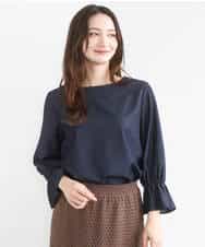 FKBGD36140 MK MICHEL KLEIN(MK ミッシェルクラン) [SANAGARAシリーズ]デニムライク キャンディースリーブブラウス/接触冷感/UVカット/洗える ネイビー