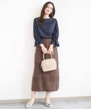 FKBGD36140 MK MICHEL KLEIN(MK ミッシェルクラン) [SANAGARAシリーズ]デニムライク キャンディースリーブブラウス/接触冷感/UVカット/洗える ネイビー