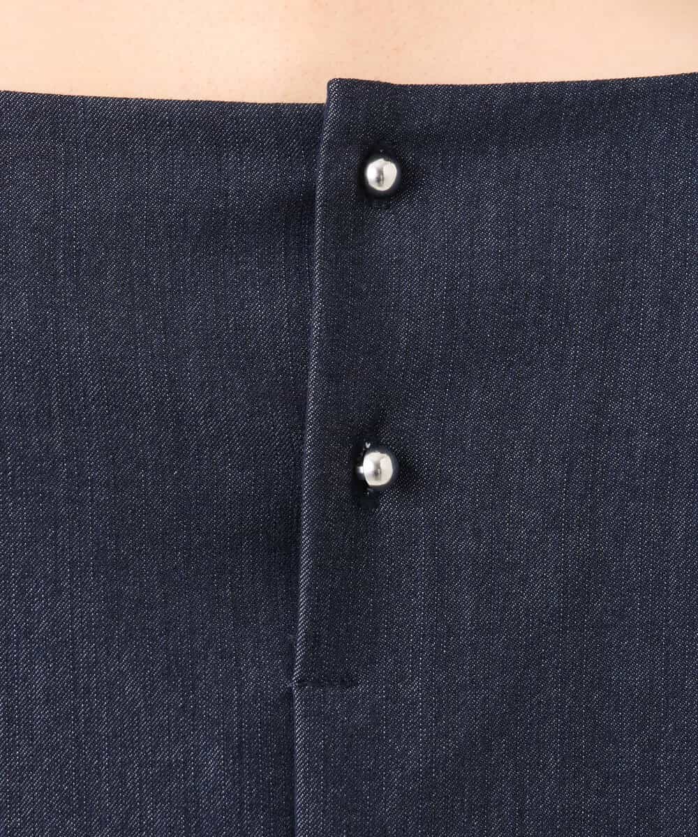 FKBGD36140 MK MICHEL KLEIN(MK ミッシェルクラン) [SANAGARAシリーズ]デニムライク キャンディースリーブブラウス/接触冷感/UVカット/洗える ネイビー