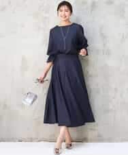 FKBGD36140 MK MICHEL KLEIN(MK ミッシェルクラン) [SANAGARAシリーズ]デニムライク キャンディースリーブブラウス/接触冷感/UVカット/洗える ネイビー