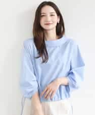 FKBGD37150 MK MICHEL KLEIN(MK ミッシェルクラン) ロールネック ギャザースリーブブラウス/接触冷感/洗える ライトブルー（無地）