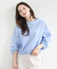 FKBGD37150 MK MICHEL KLEIN(MK ミッシェルクラン) ロールネック ギャザースリーブブラウス/接触冷感/洗える ラベンダー（ストライプ）