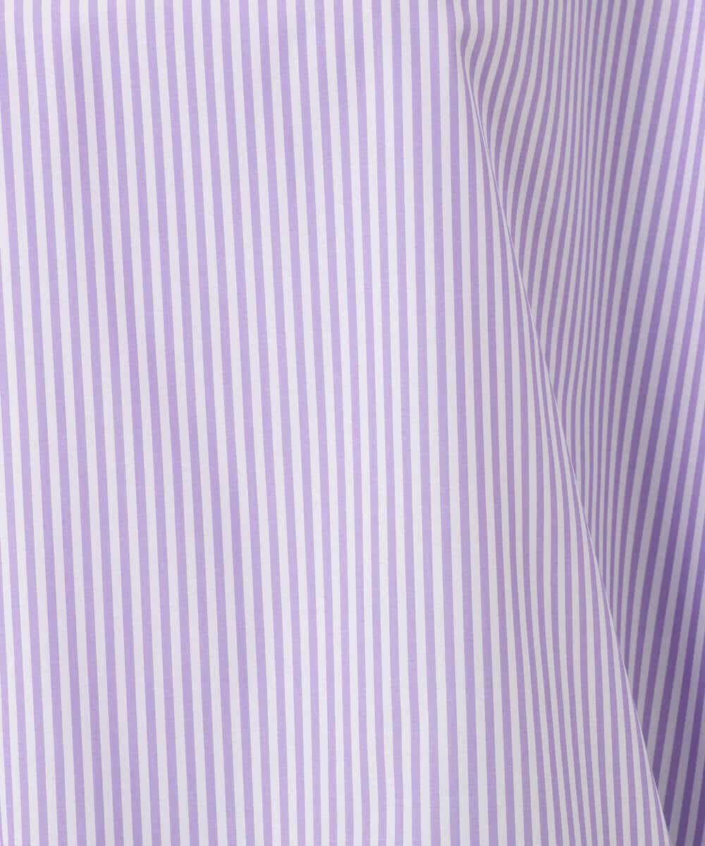 FKBGD37150 MK MICHEL KLEIN(MK ミッシェルクラン) ロールネック ギャザースリーブブラウス/接触冷感/洗える ラベンダー（ストライプ）