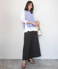 FKBGD38180 MK MICHEL KLEIN(MK ミッシェルクラン) キャンディースリーブブラウス×ニットベスト ツインセット/洗える ネイビー