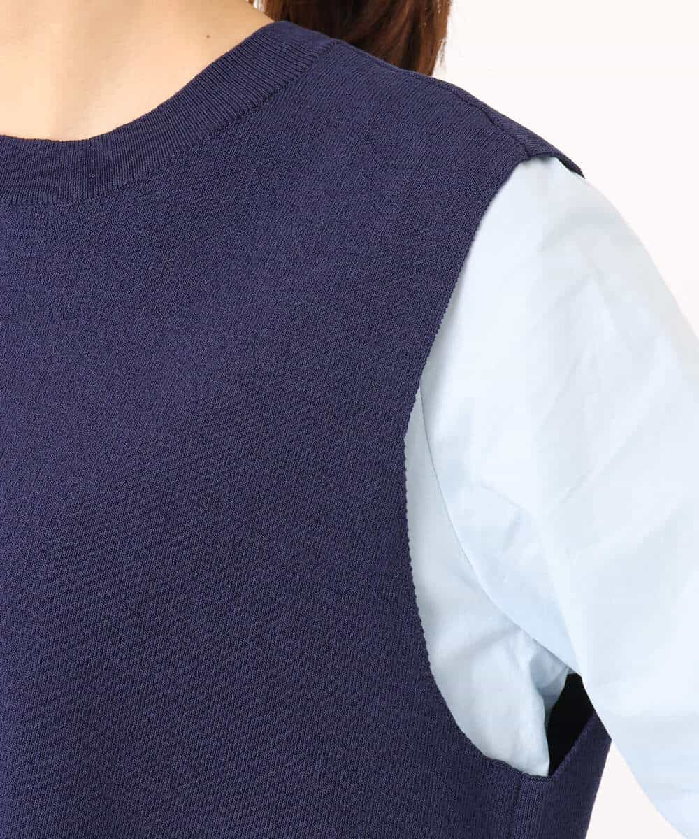 FKBGD38180 MK MICHEL KLEIN(MK ミッシェルクラン) キャンディースリーブブラウス×ニットベスト ツインセット/洗える ネイビー