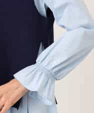 FKBGD38180 MK MICHEL KLEIN(MK ミッシェルクラン) キャンディースリーブブラウス×ニットベスト ツインセット/洗える ネイビー