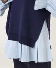 FKBGD38180 MK MICHEL KLEIN(MK ミッシェルクラン) キャンディースリーブブラウス×ニットベスト ツインセット/洗える ネイビー