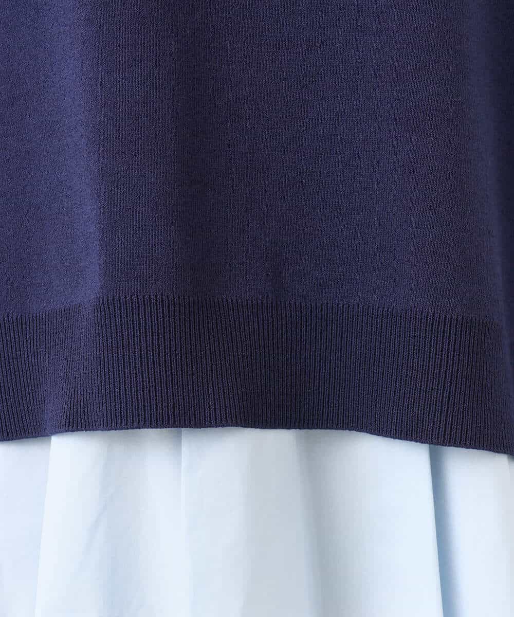 FKBGD38180 MK MICHEL KLEIN(MK ミッシェルクラン) キャンディースリーブブラウス×ニットベスト ツインセット/洗える ネイビー