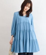 FKBGD40160 MK MICHEL KLEIN(MK ミッシェルクラン) [洗える]Vネックコットンシフォンチュニックブラウス ブルー