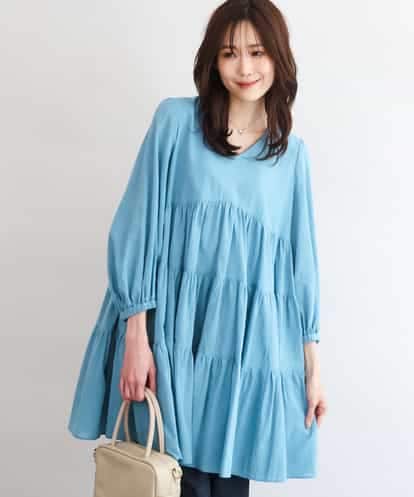 FKBGD40160 MK MICHEL KLEIN [洗える]Vネックコットンシフォンチュニックブラウス