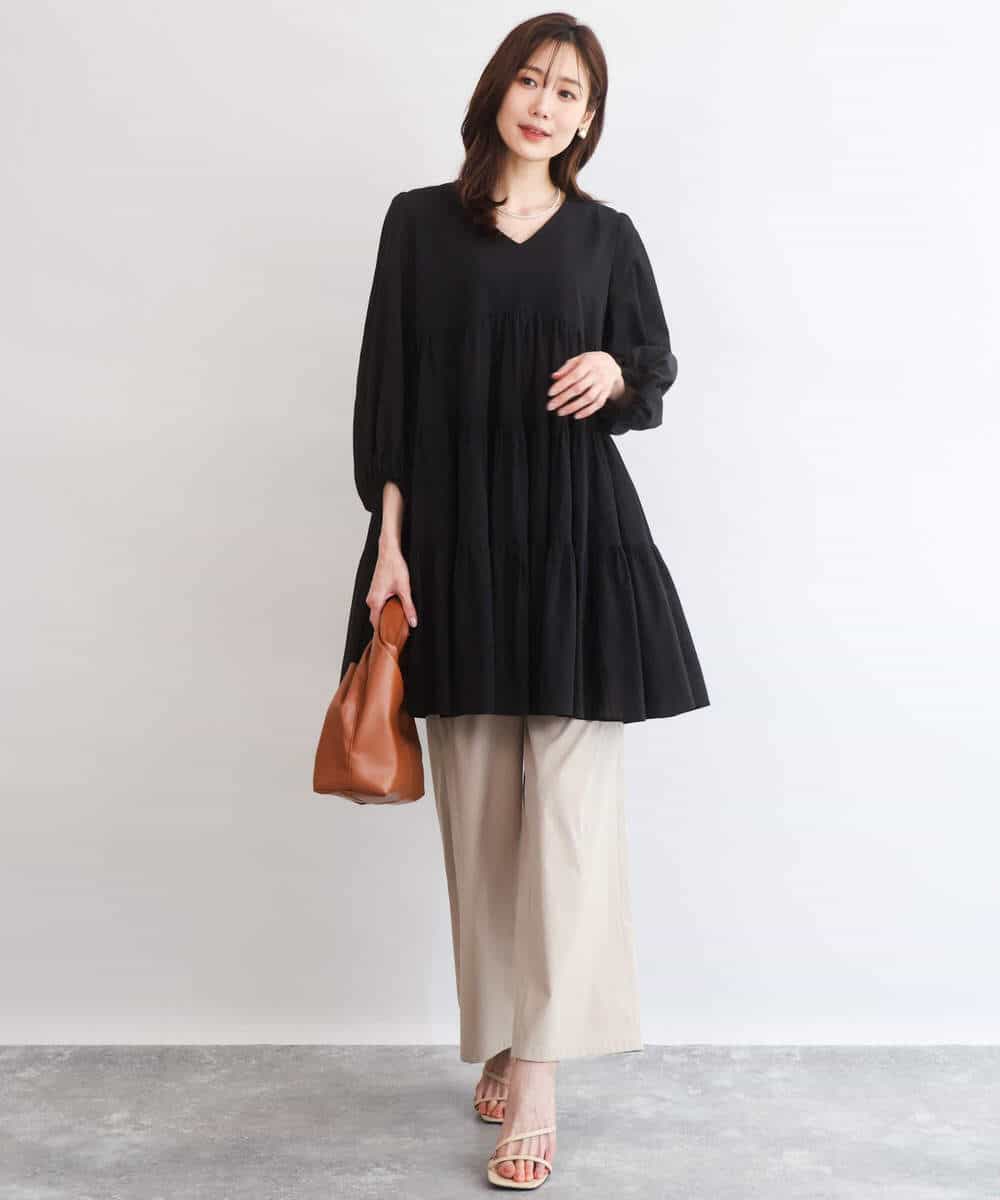 FKBGD40160 MK MICHEL KLEIN(MK ミッシェルクラン) [洗える]Vネックコットンシフォンチュニックブラウス ブルー