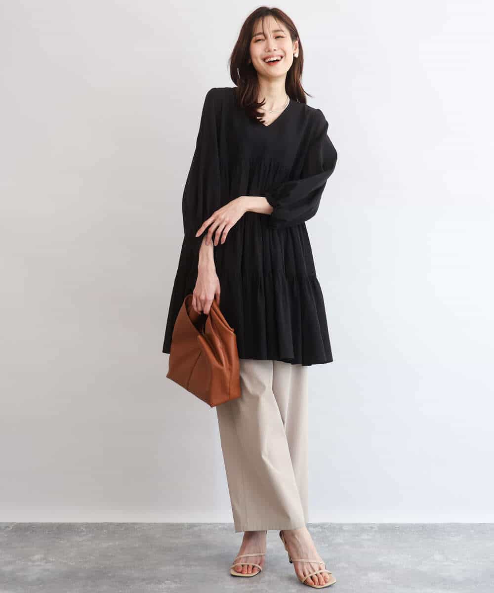 FKBGD40160 MK MICHEL KLEIN(MK ミッシェルクラン) [洗える]Vネックコットンシフォンチュニックブラウス ブルー