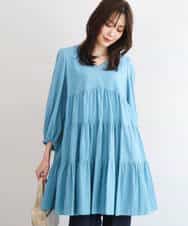 FKBGD40160 MK MICHEL KLEIN(MK ミッシェルクラン) [洗える]Vネックコットンシフォンチュニックブラウス ブルー