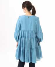 FKBGD40160 MK MICHEL KLEIN(MK ミッシェルクラン) [洗える]Vネックコットンシフォンチュニックブラウス ブルー