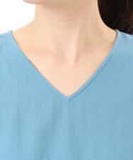 FKBGD40160 MK MICHEL KLEIN(MK ミッシェルクラン) [洗える]Vネックコットンシフォンチュニックブラウス ブルー