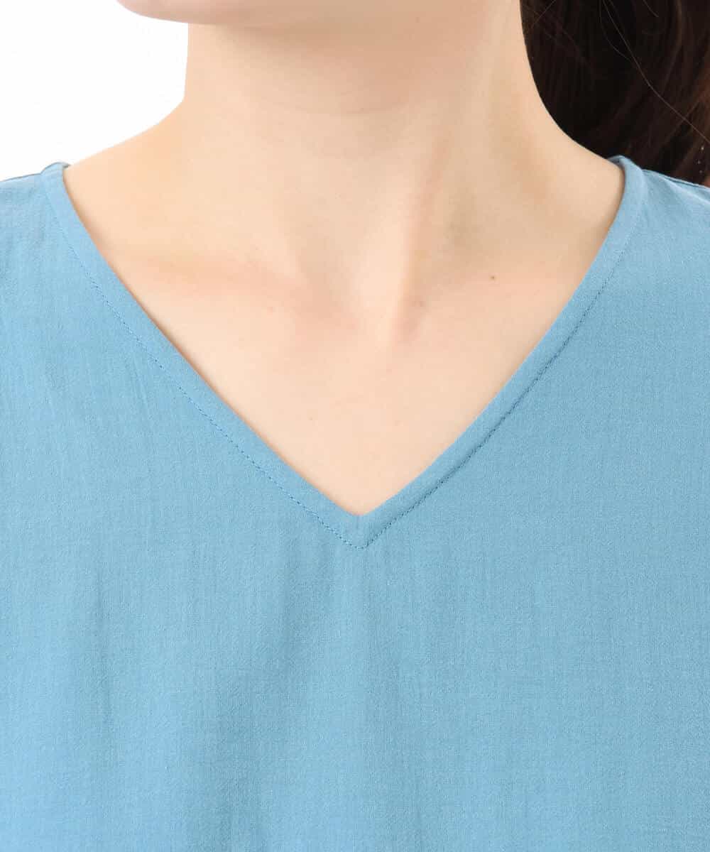 FKBGD40160 MK MICHEL KLEIN(MK ミッシェルクラン) [洗える]Vネックコットンシフォンチュニックブラウス ブルー