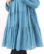 FKBGD40160 MK MICHEL KLEIN(MK ミッシェルクラン) [洗える]Vネックコットンシフォンチュニックブラウス ブルー