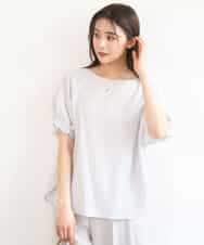 FKBGD45160 MK MICHEL KLEIN(MK ミッシェルクラン) シアーチェック柄タックスリーブブラウス/洗える ライトグレー