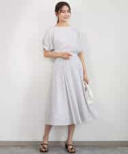 FKBGD45160 MK MICHEL KLEIN(MK ミッシェルクラン) シアーチェック柄タックスリーブブラウス/洗える ライトグレー