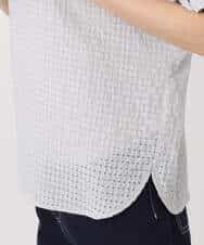 FKBGD45160 MK MICHEL KLEIN(MK ミッシェルクラン) シアーチェック柄タックスリーブブラウス/洗える ライトグレー