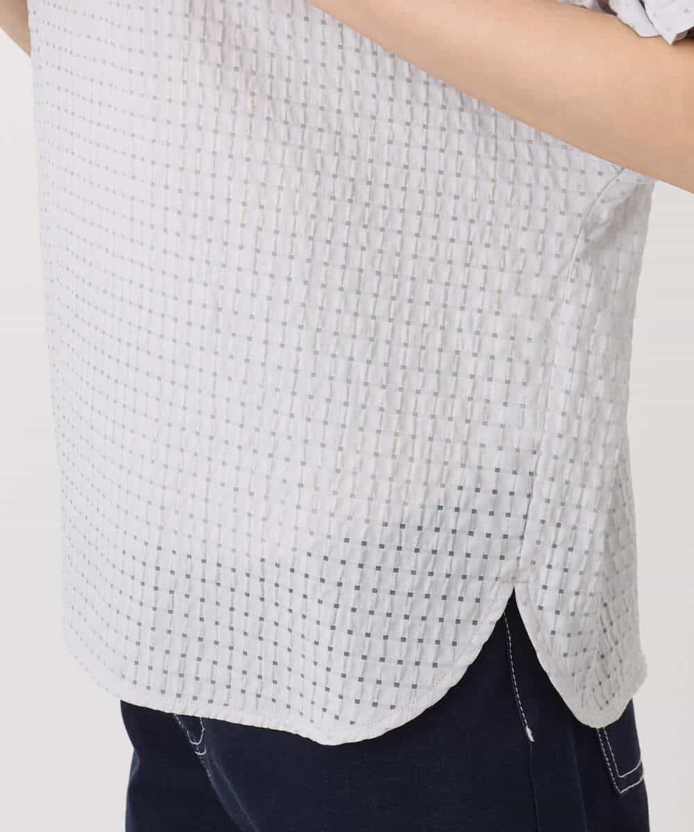 FKBGD45160 MK MICHEL KLEIN(MK ミッシェルクラン) シアーチェック柄タックスリーブブラウス/洗える ライトグレー