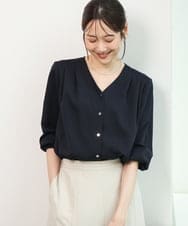 FKBGD46140 MK MICHEL KLEIN(MK ミッシェルクラン) [洗える]Vネックサテンブラウス ミントブルー