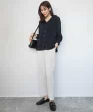 FKBGD46140 MK MICHEL KLEIN(MK ミッシェルクラン) Vネックサテンブラウス/洗える ミントブルー