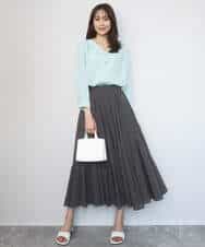 FKBGD46140 MK MICHEL KLEIN(MK ミッシェルクラン) Vネックサテンブラウス/洗える ミントブルー