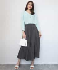 FKBGD46140 MK MICHEL KLEIN(MK ミッシェルクラン) Vネックサテンブラウス/洗える ミントブルー